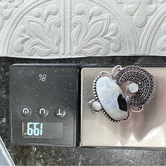 Moonstone Pendant Large on Cord Statement Necklace 1904 G - Picture 7 of 8